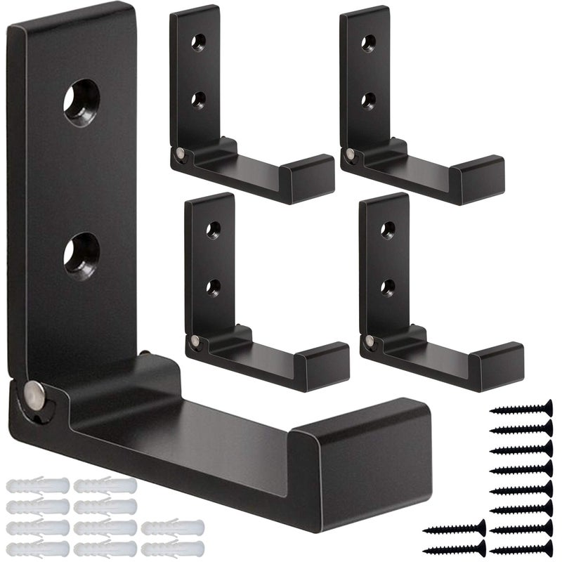 ZEYU Folding Coat Hooks, 5Pcs Wall Hooks for Hanging Coat Towel Hooks Hardware Heavy Duty Aluminum Alloy Headphone Holder No Rust Wall Mounted with Screws for Bags Fitness Equipment - Image 1
